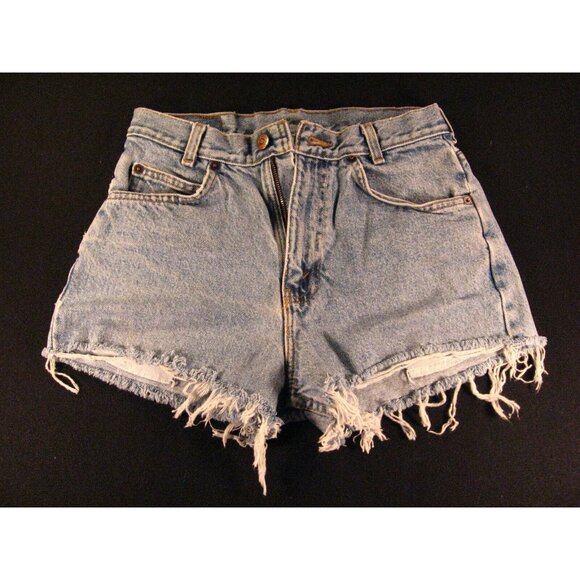 ARIZONA JEAN COMPANY Womens CUTOFF Jean Shorts 26 MEASURED Blue Distressed - Picture 1 of 7